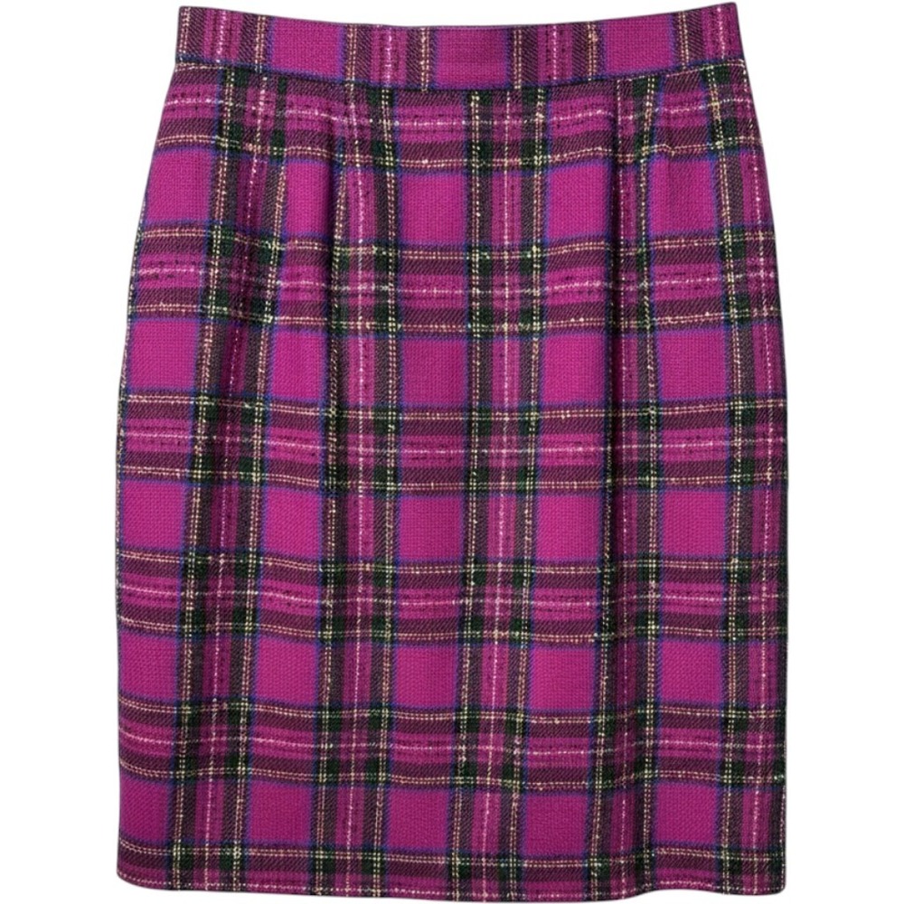 Norton McNaughton Plaid Pencil Skirt Womens 12 Magenta‎ Pink Wool Blend Vintage